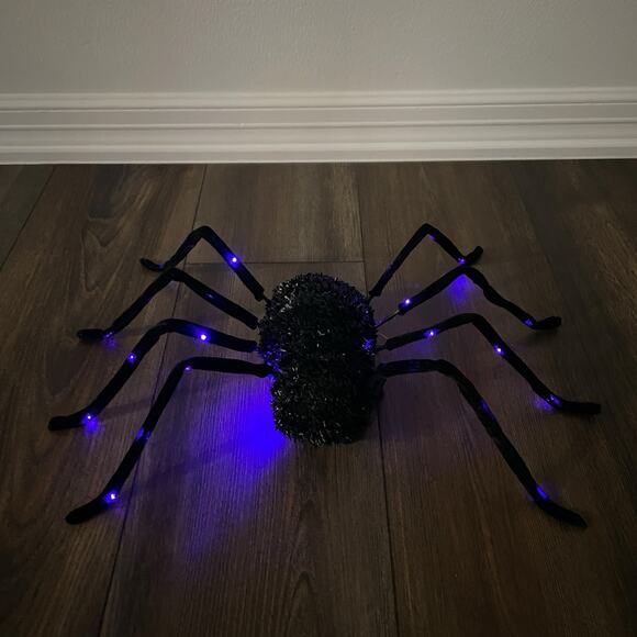 Halloween Black LED Spider 21in Large Haunted House Prop Creepy Lawn Decor New - Picture 5 of 7
